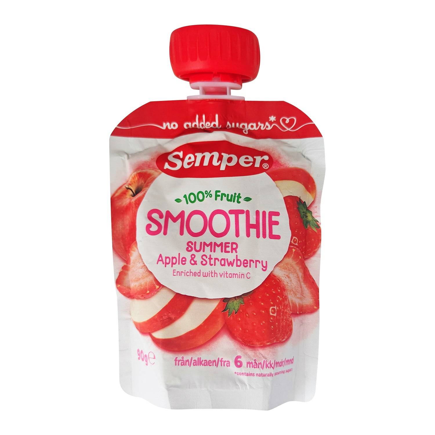 Semper Smoothie Sommar Æble & Jordbær 90g fra 6 mdr.