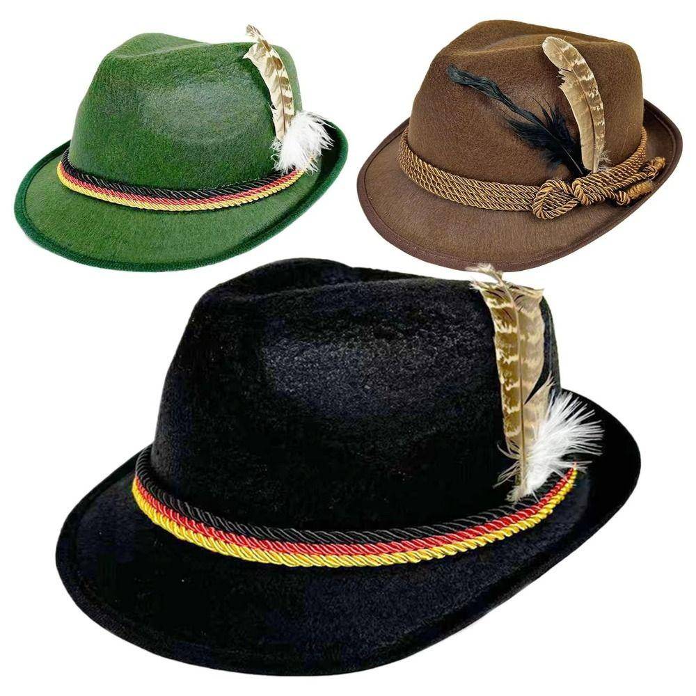 Dress Up Feather Decors Hat Bavarian Costume Cosplay Cap Oktoberfest Hat  Party Photo Props cm
