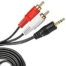 Pipestation RCA till 3,5 mm Aux-kabel – 1,5 m | Phono till 3,5 mm uttag adapterkabel | RCA till ljuduttag | hörlursuttagsadapterkablar guldpläterade röda och vita Aux-ljuddelare | Hi-Fi-förstärkare