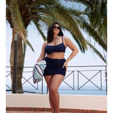 ASOS DESIGN Curve – Courtney – Marinblå, strukturerad badkjol
