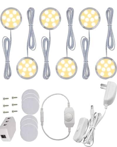 Set med 6 LED-lampor under köksskåp - LED-skåpslampa 12W 1020 Lumen Varmvit 3000K