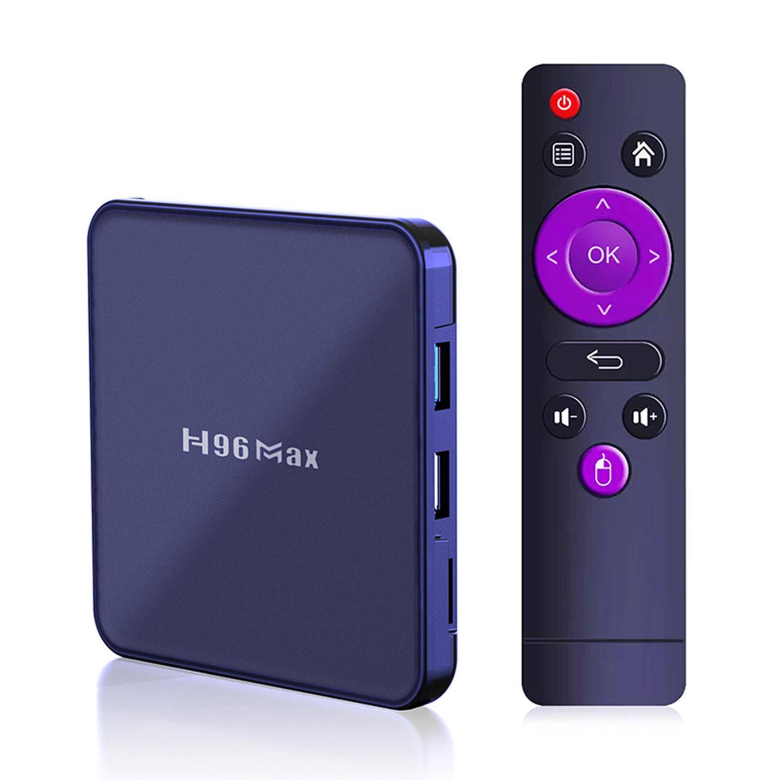 H96 Max V12 Android 12.0 Smart TV-box UHD 4K Mediaspelare RK3318 4GB/64GB 2,4G/5G Dubbelbands WiFi US-32G blå