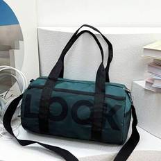 Stor kapacitet Nylon Letter Decor Gym Bag, Yoga Tote, Kort resa Bagage för män och kvinnor, skola/resor användning - Grön