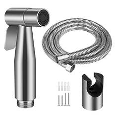 Bidé handdusch, bidé tillbehör för badrumsinredning WC med G 1/2 tum ventil hand bidé spruta med 1,5 m duschslang och sprayhållare, bidé handdusch för personlig hygien och blöjrengöring och