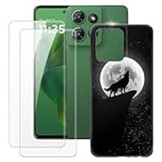 Tillverkad för Motorola Moto G Power 5G 2025 fodral + 2 st skärmskydd härdat glas, ultratunt stötsäkert mjukt TPU-silikonskydd för Motorola Moto G Power 5G 2025 (6,8 tum)