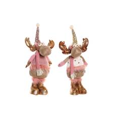 Julepynt DKD Home Decor Hvid Pink Gylden Rensdyr 20 x 19 x 50 cm (2 enheder)