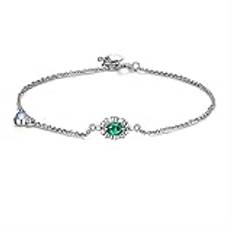 18K vitguld armband, kvinnor 0.5ct Lab Skapad Emerald Ball delikat kedja armband