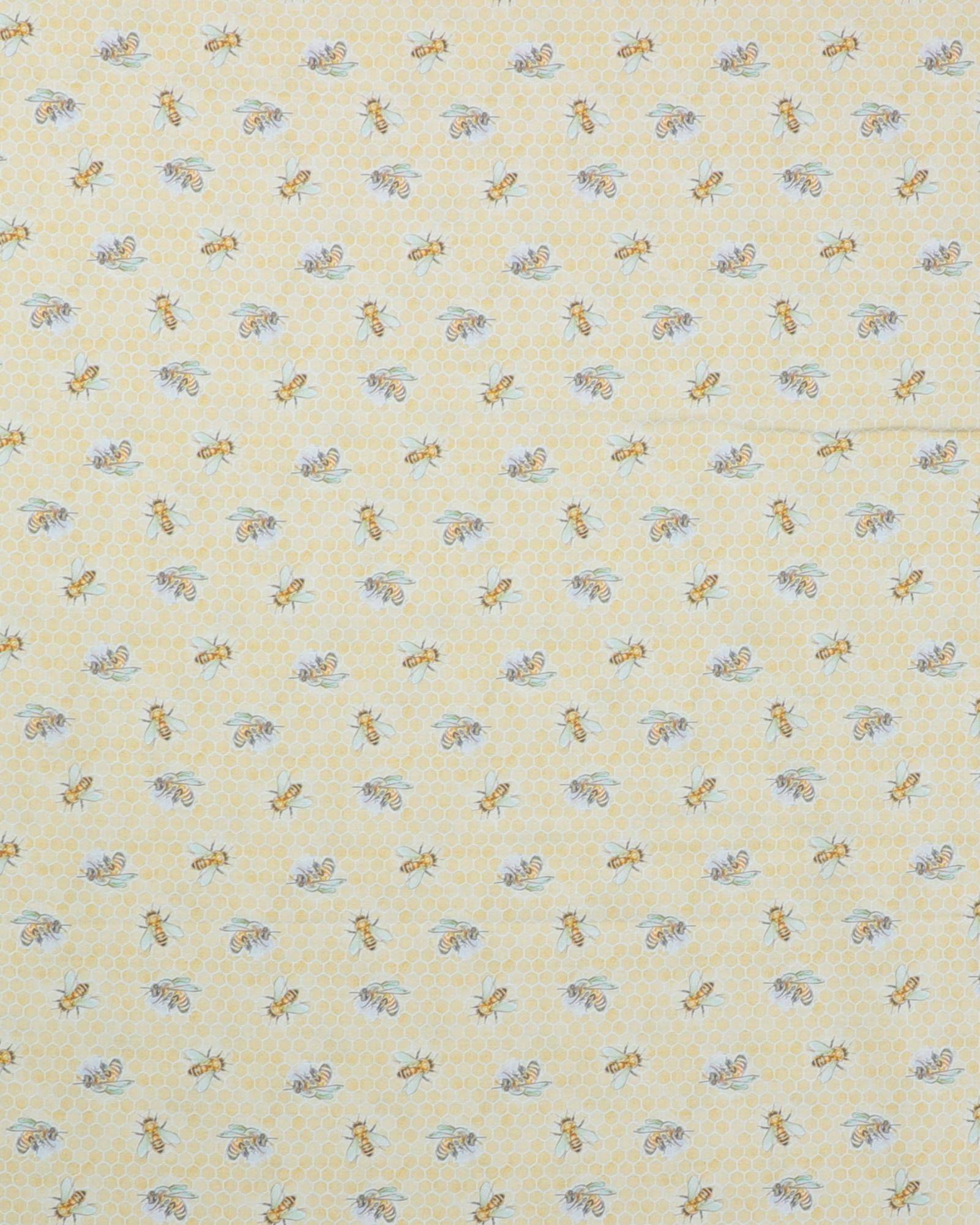 Lysegul med bier - Patchwork - 100% Bomuld