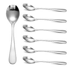 6 st gafflar rostfritt stål 15 cm matkvalitet rostfritt stål gaffel långt handtag salladsgafflar bestickset för dessert glass soppa nudel spagettipasta frukt camping hushåll daglig användning silver