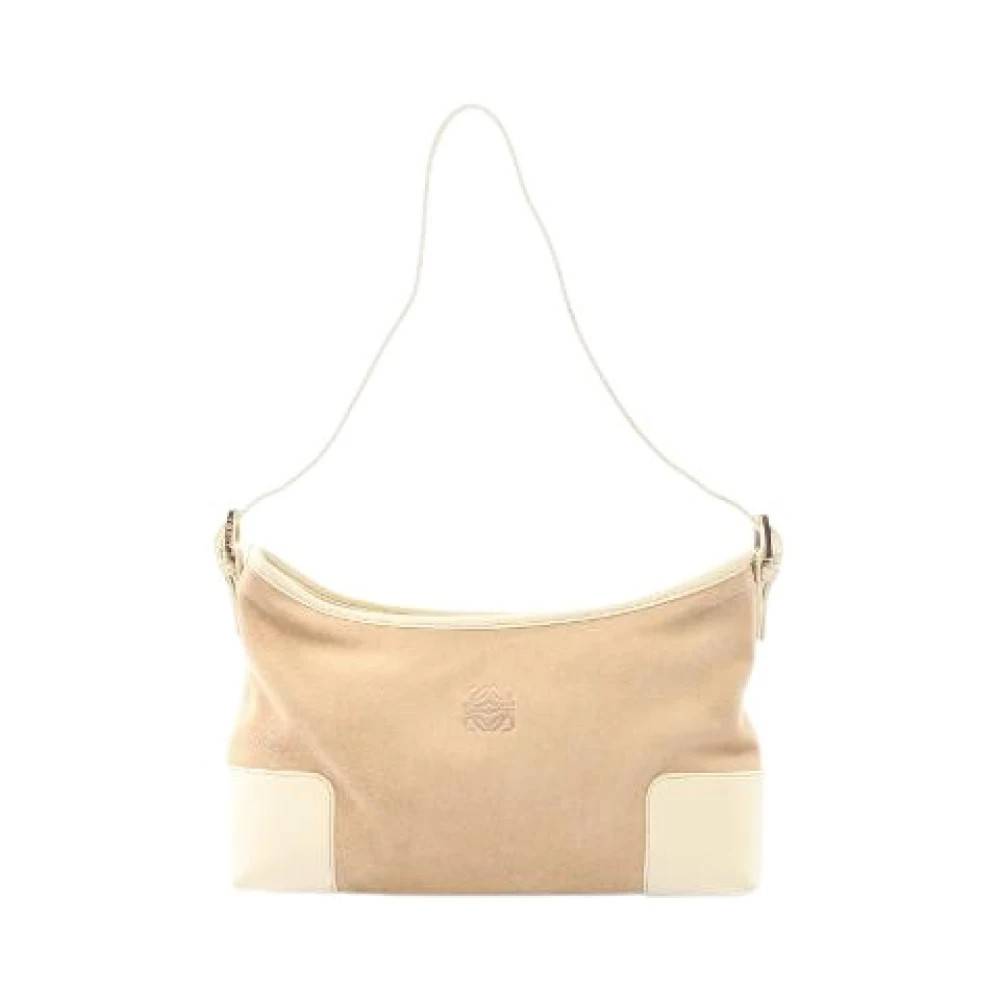 Loewe Pre-owned Pre-owned Anagram Læder Skuldertaske - Vintage - Dame - Beige - ONE SIZE - Uld