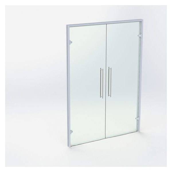 Dobbelt Glasdør - Mat Sølv - M15: 1490 x 2090 mm - (2 aktiv).
