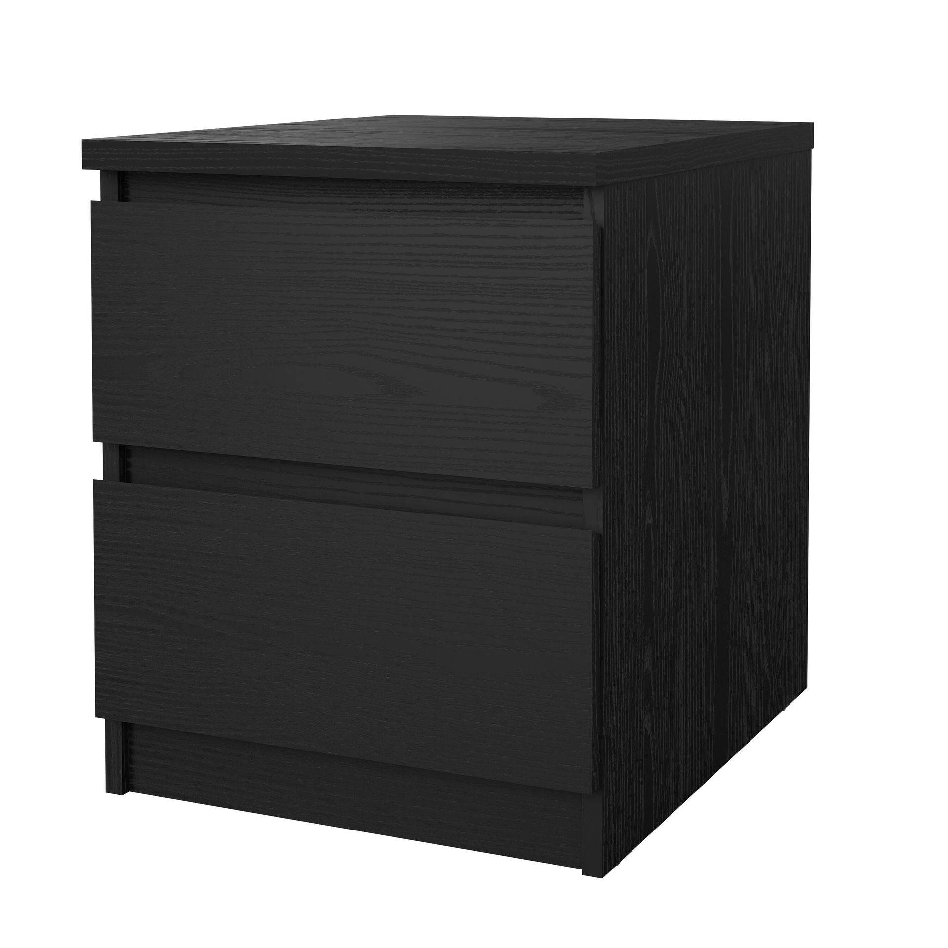 Tvilum Salomns Nattduksbord med 2 lådor 40x50x50 cm - Sängbord & nattduksbord Svart Trä