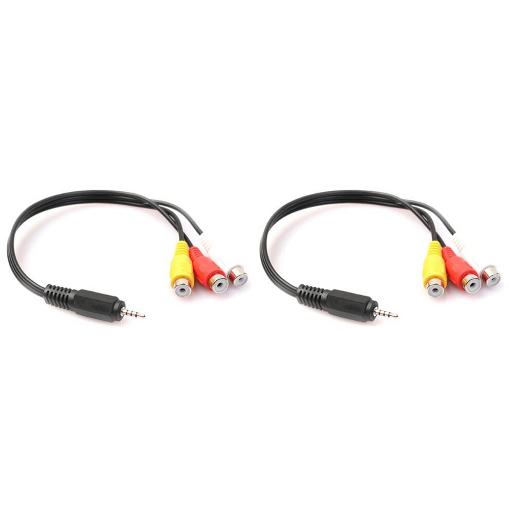 2pcs 2.5mm AV Male to 3RCA Female M/F Audio Video Cable Stereo Jack Adapter Cord