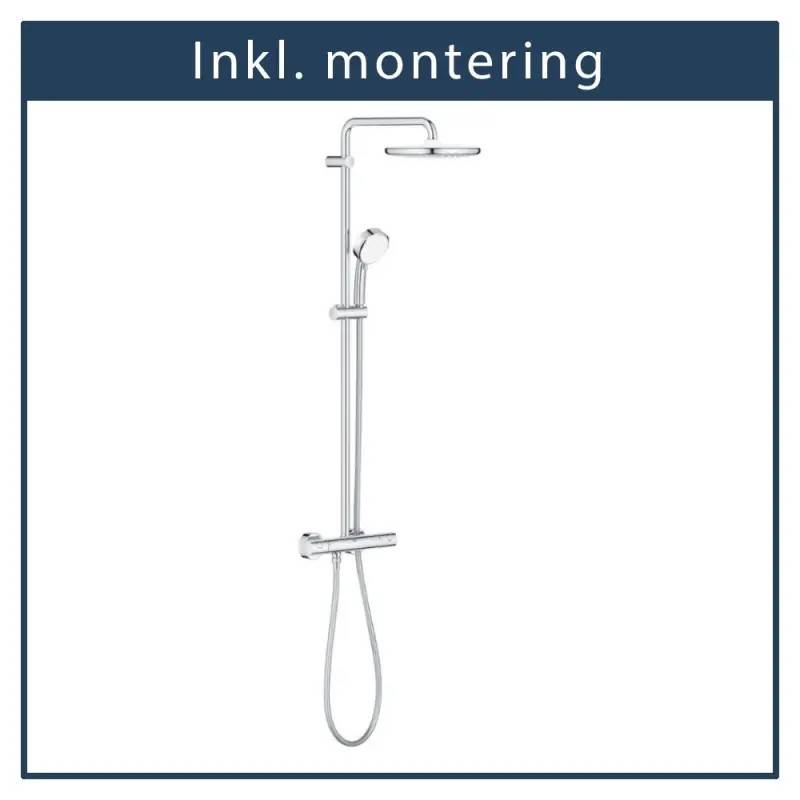 Inkl. montering, GROHE Tempesta Cosmopolitan 250 brusesystem, krom