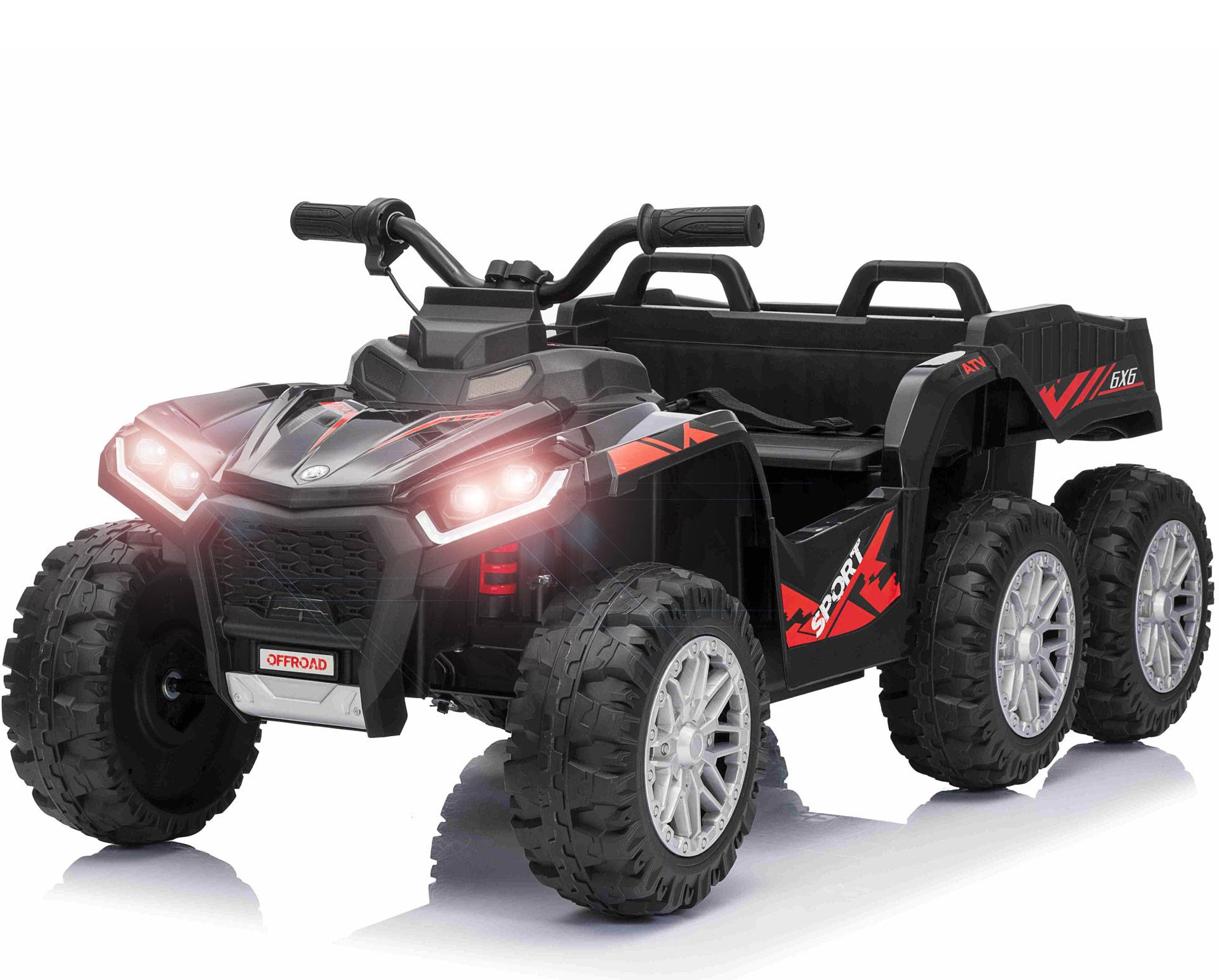 Sport EL-ATV 22,2 V med 6 hjul, litiumbatteri, lädersäte - svart