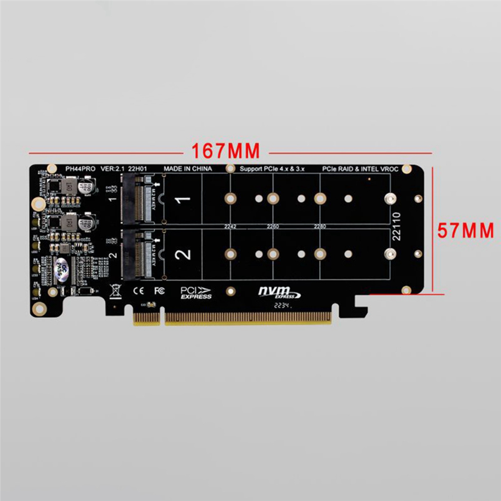 Dubbelsidigt 4-disks NVME-kort PCIeX16 till M.2 M-nyckel NVMEx4SSD