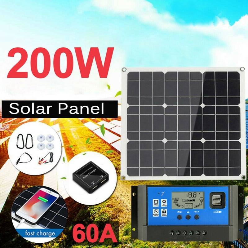 Yo -200 watt 200w solpanel kit med lcd solar controller 12v rv båt utanför nätet