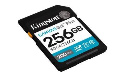 Secure Digital SDXC 256 GB Kingston Canvas Go! Plus Gen4, 200/160 MB/sek, Class 10, UHS-I U3, V30, A2