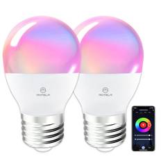 ANTELA Smart Glödlampa G45 E27 LED 4,9W 470LM RGBCW Dimbar Multicolour RGB Kompatibel med Amazon Alexa och Google Home, APP-Kontroll, Röststyrning,2st