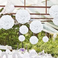 12 st papperspompomer, perfekta för dekoration till fest, bröllop, utomhus, födelsedag, firande, babyshower-dekoration - Vitt (En-Storlek)