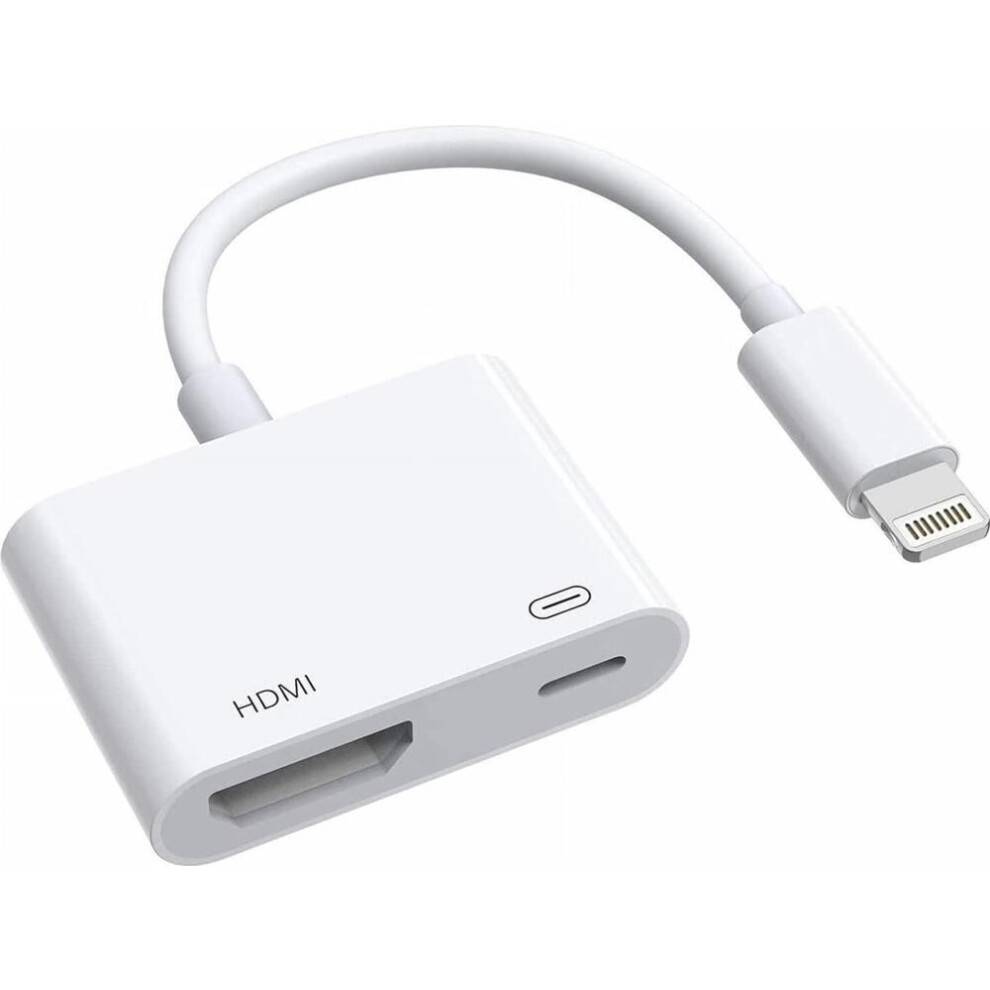HDMI Lightning-adapter til Apple iPhone og iPad, 1080p Full HD-videokonverter – kompatibel med iPhone 5-15, iPad Air, Pro, Mini, USB-h