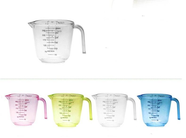 1pc 300ml mätkopp plast graderad flytande mätkoppar matlagning bakning mätverktyg elb 036 - transparent