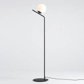 Arts - Gulvlampe i sort metal og hvidt glas