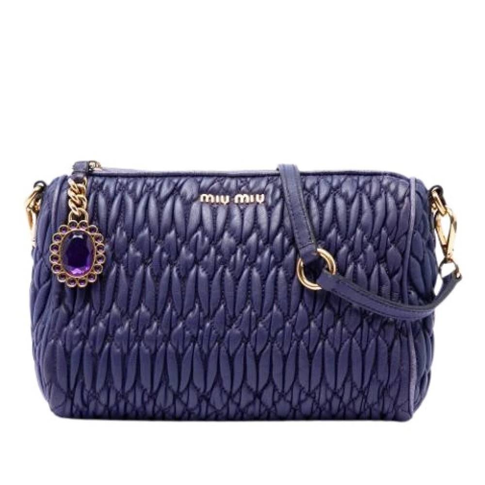 Miu Miu Pre-owned Pre-owned Quilted Nappa Skuldertaske - Vintage - Dame - Lilla - ONE SIZE - Uld