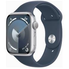 Apple Watch Series 9 Aluminium 45 mm (2023) | GPS | silver | Sportband stormblå S/M