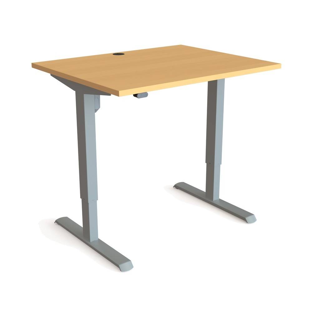 ConSet 501-33 Hæve-/sænkebord 100x80 cm, bøg med sølv stel.