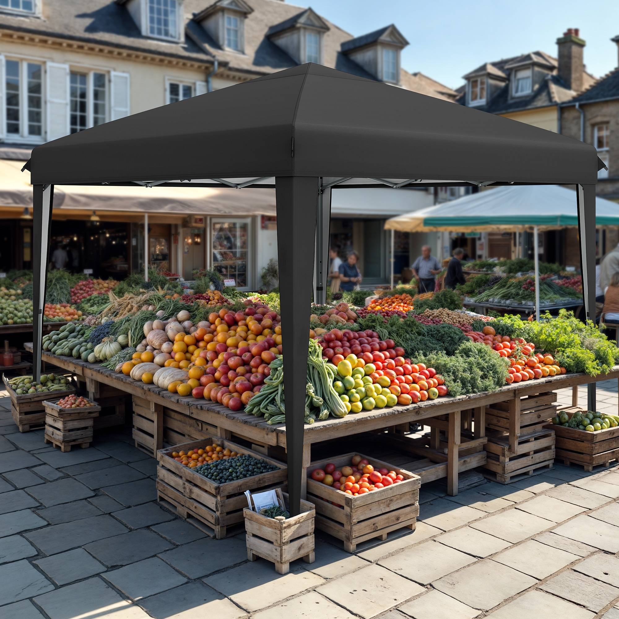 Quick Setup Pop Up Gazebo 3x3m, 420D Oxford Cloth with PU Coating, Sun Shelter UPF 50+, Waterproof Portable Canopy for Picnic, Vendor, Camping, Beach Day
