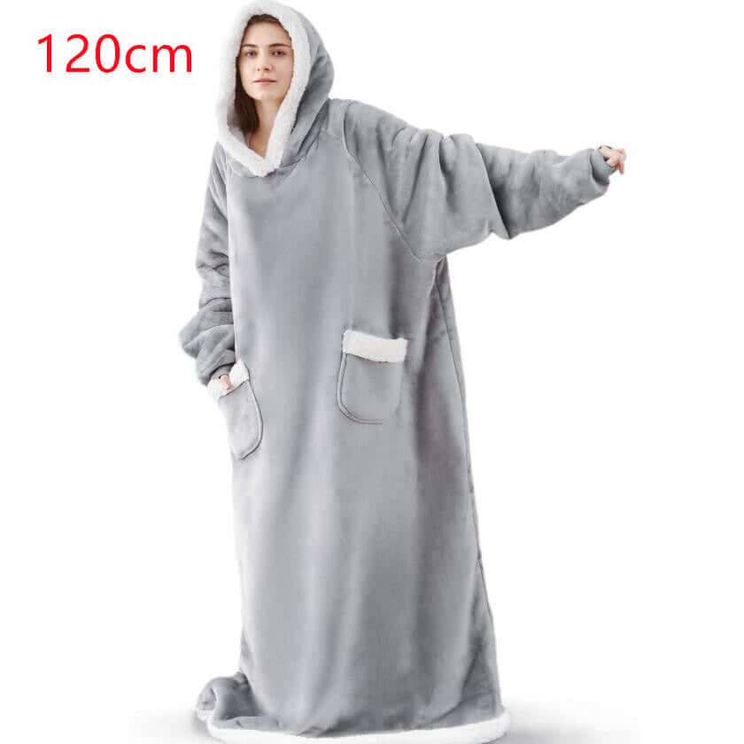 Oversized TV Hoodie Blanket Winter Warm Wearable Fleece - 120cm grey grey / One Size