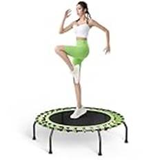 Fellie Rebounder Studsmatta för vuxna 102 cm minitrampolin inomhus fitness studsmattor liten bungee-studsmatta för träning, grön