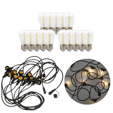 LED ljusslinga med lampor | 15m | inkl. 15 st. Plastlampa | 2700K