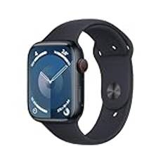 Apple Watch Series 9 [GPS + Cellular, 45mm] Midnatt Aluminiumfodral med Midnatt sportband, M/L (Renoverad)