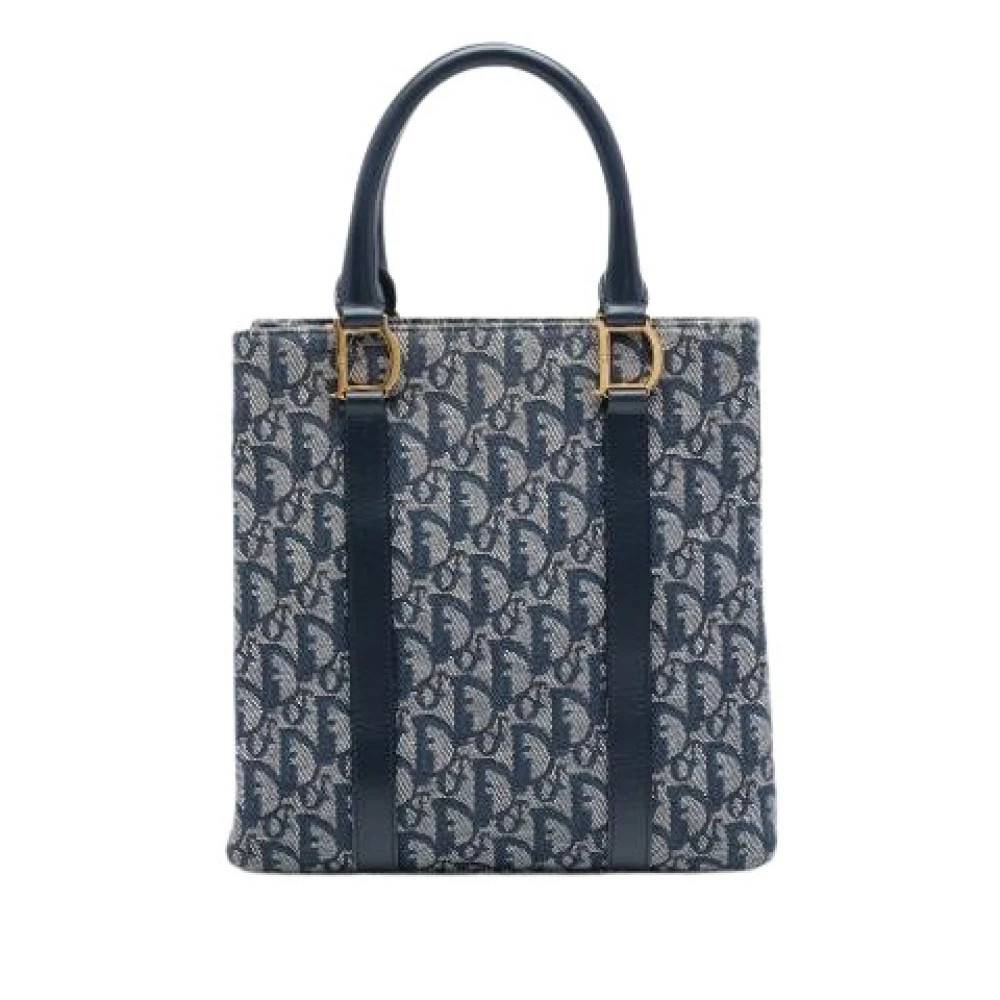 Dior Vintage Pre-owned Canvas Tote Bag - Vintage - Dame - Blå - ONE SIZE - Læder