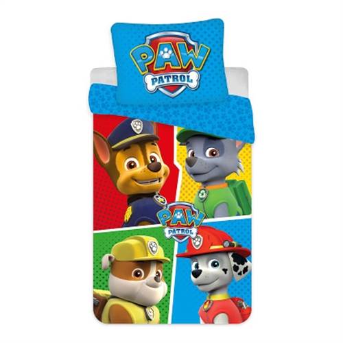 Paw Patrol sängkläder - 100% bomull - Junior sängset 100x140 cm - Rubble, Chase, Marshall och Rocky