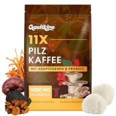 Mushroom Coffee, 11-Svampsmix Med Adaptogener Och Probiotika, Instant-Arabicakaffe Med Lion’s Mane, Chaga, Reishi, Cordyceps Och Mer, Svampextraktpulver, 150 g