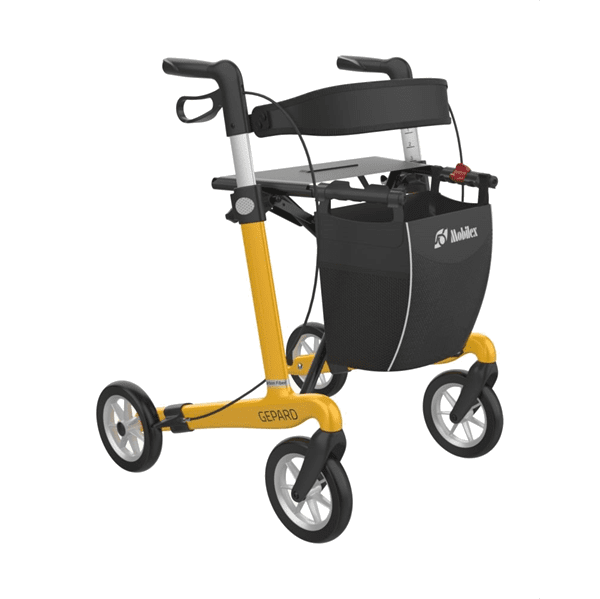 Gepard rollator i carbon med softhjul - Sort - 55 cm..