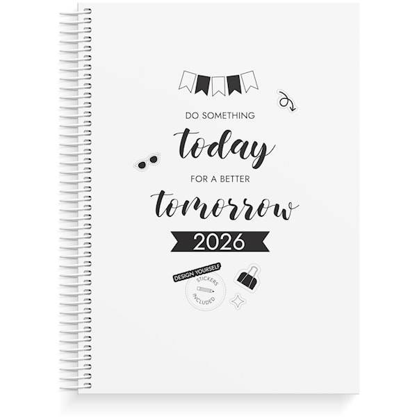 Kalender 2026 B5 Doodle Vit Burde