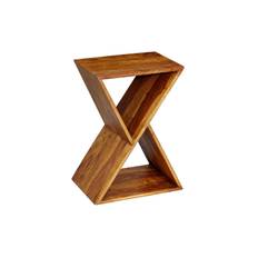 Wohnling Sido bord Massivt trä X-form med förvaringsutrymme lantlig stil - Lampbord Brun