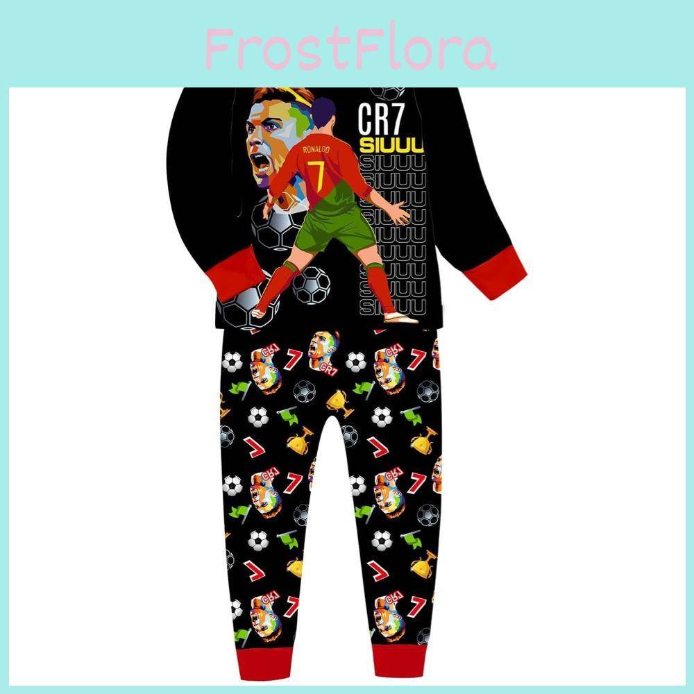 Cr7 Mönster Barnpyjamas Set Med Mjukt Tyg Tecknat Mönster För Pojkar Och Flickor 110cm black