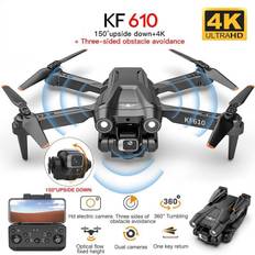 Ny KF610 RC Drone 4K Dual Camera FPV Visuellt hinder Undvikande Optisk flödespositionering Vindtålig vidvinkel minivikning Black 1Battery svart