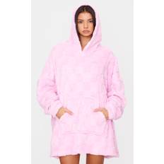 Pink Checkerboard Fleece Hooded Blanket, Pink - S/M