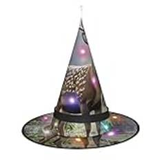GlbnSHeric Häxhattar med LED-ljus halloween kon trollkarl hatt kamouflage hjort häxa hattar halloween hatt kostym cosplay