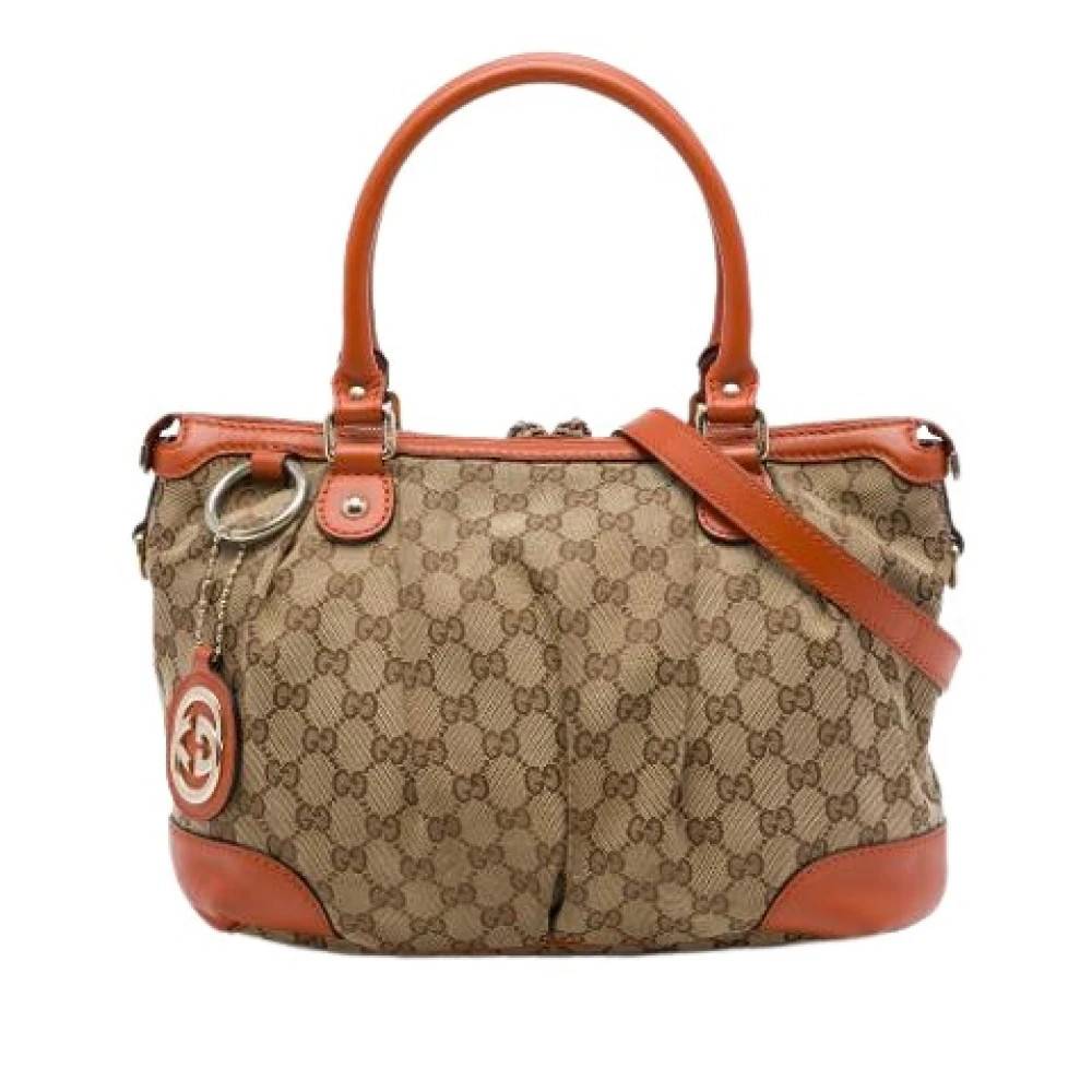 Gucci Vintage Pre-owned Sukey Håndtaske - Vintage - Dame - Beige - ONE SIZE - Læder
