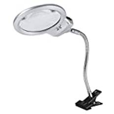 Förstoringslampa med Ljus, Flexibel Klämma på Bordsskivan Förstoringslampa, Förstoringsglas för Läsning och Reparation, Bordslampa Upplyst Förstoringsglas Förstoringsglas med LED-ljusklämma