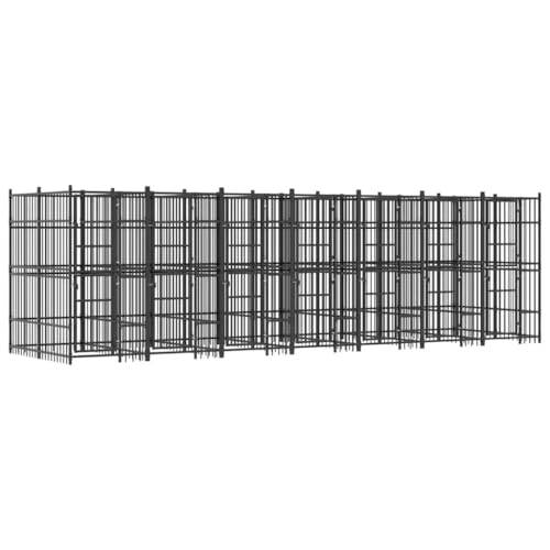 vidaXL Hundgård för utomhusbruk stål 12,9 m², hundhus, hundburar, inhägnad, hundbur, hundstaket, inhägnader, hundstaket, hundgård, hundgårdar