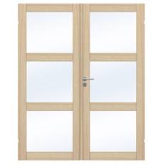 Fransk dør fra Swedoor, Unique GW03L, Dobbelt dør, Hvidpigmenteret eg, Advance-line, M15x21