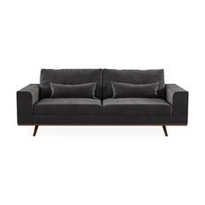 3-sits Sammetssoffa Haga - Mörkgrå 3 sits soffa Scandinavian Choice